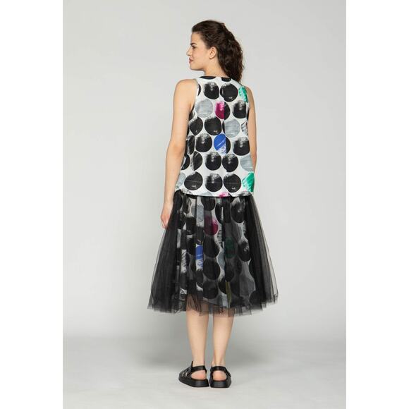 Luukaa Women's Tutu Skirt Size 6 Midi Black and Polka Dot Trendy Skirt NWT - Picture 5 of 5